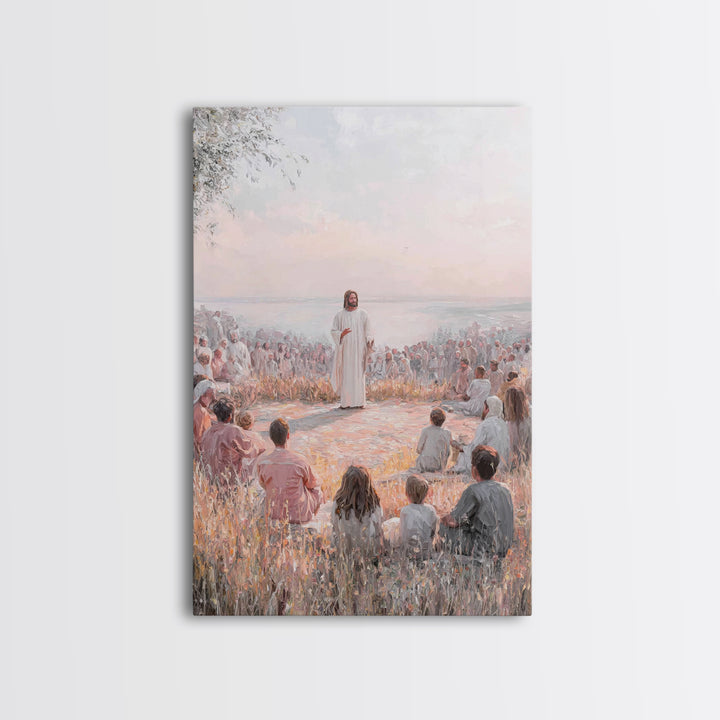 Sermon Of Light – Framed Canvas Print – Christian Wall Art – Jesus Painting – Christian Art Canvas – Christian Decor – Large Christian Pain
