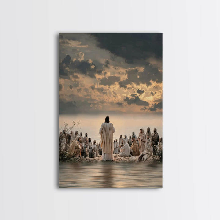 Twilight Discourse | Framed Canvas Print | Christian Art Canvas | Christian Wall Art | Jesus Painting | Christian Christmas Art | Modern Ch
