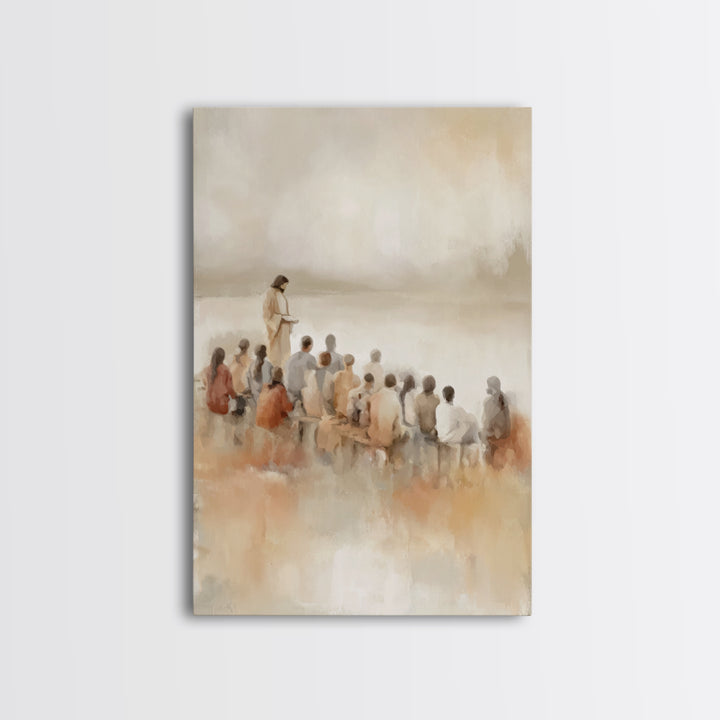 Quiet Shore Lesson – Framed Canvas Print – Christian Art Canvas – Minimalist Christian Art – Jesus Painting – Christian Wall Art – Subtle C