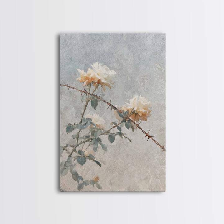 Thorn And Bloom – Framed Canvas Print – Christian Art Canvas – Christian Wall Art – Christian Painting – Christian Decor – Minimalist Chris