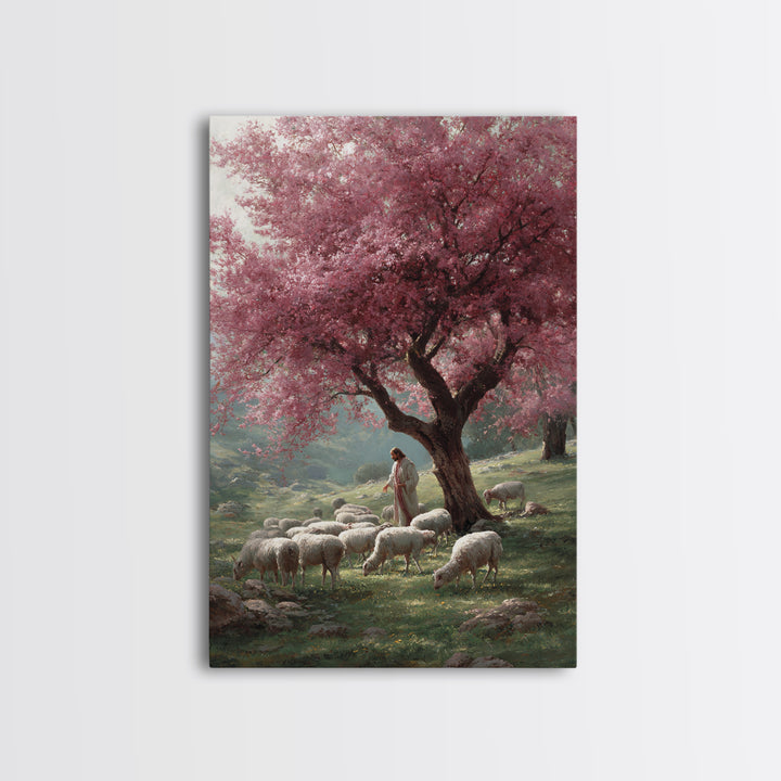 Pasture Of Peace | Framed Canvas Print | Christian Art Canvas | Jesus Painting | Christian Wall Art | Christian Christmas Art | Modern Chri