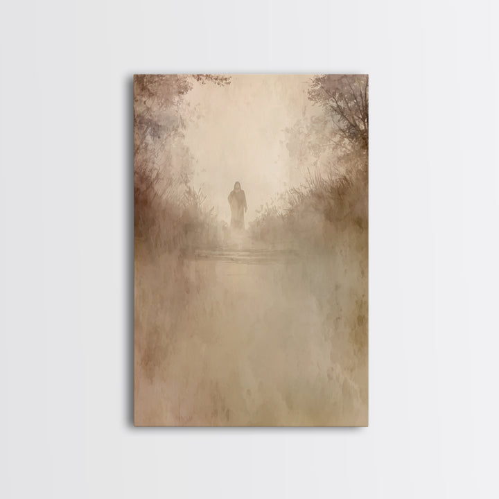 Gentle Path Light – Framed Canvas Print – Christian Art Canvas – Christian Wall Art – Subtle Christian Art – Jesus Painting – Christian Art