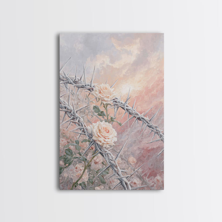 Crown Of Blossoms – Framed Canvas Print – Christian Art Canvas – Christian Wall Art – Christian Art Painting – Christian Decor – Modern Chr