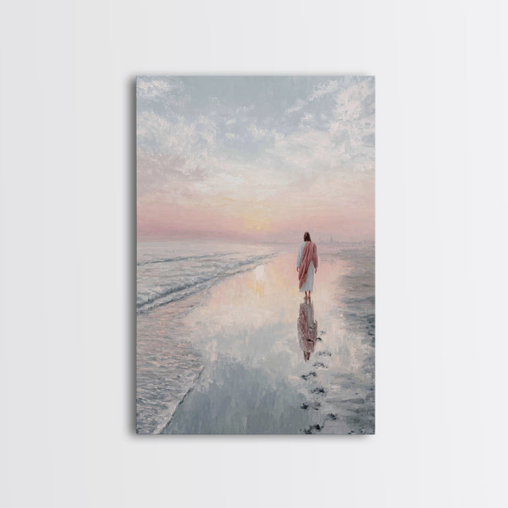 Shore Of Grace – Framed Canvas Print – Christian Wall Art – Christian Art Canvas – Jesus Painting – Christian Art Print – Christian Christm