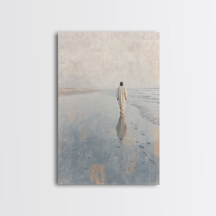 Walk Of Faith - Framed Canvas Print - Christian Wall Art - Jesus Painting - Christian Art Canvas - Minimalist Christian Art - Christian Dec