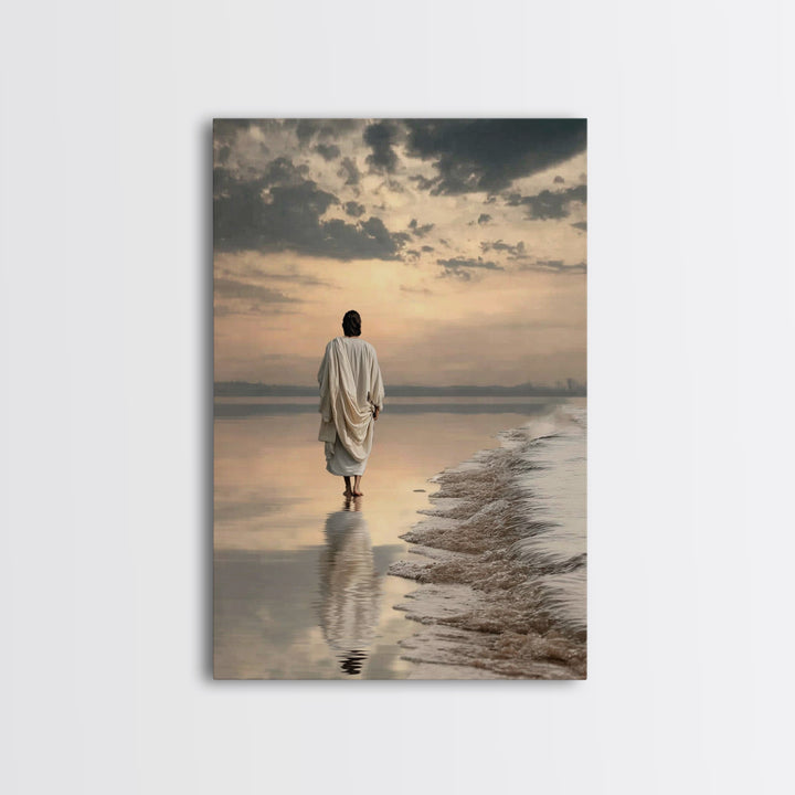 Footsteps Of Promise – Framed Canvas Print – Christian Wall Art – Jesus Painting – Christian Art Canvas – Modern Christian Art – Christian