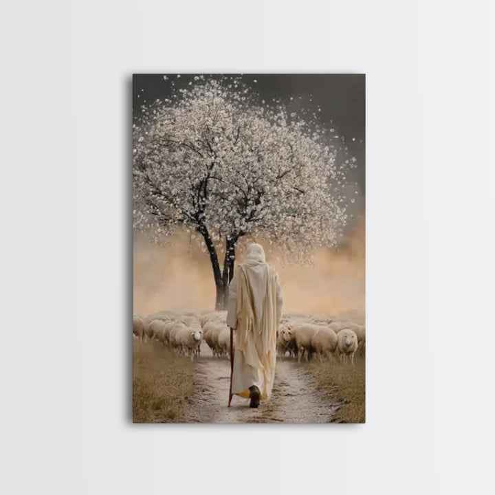 Blossom Shepherd Way – Framed Canvas Print – Jesus Painting – Christian Art Canvas – Christian Wall Art – Christian Art Work – Christian De