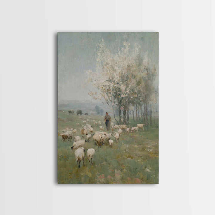 Spring Meadow Guide – Framed Canvas Print – Christian Art Canvas – Christian Painting – Christian Wall Art – Christian Gift – Subtle Christ