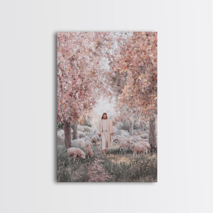 Pathway Of Gentle Care – Framed Canvas Print – Christian Wall Art – Jesus Painting – Christian Art Canvas – Christian Gift Ideas – Vintage