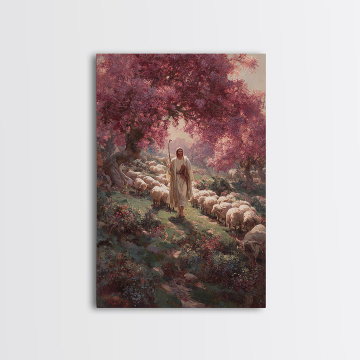 Pastures Of Peace – Framed Canvas Print – Christian Art Canvas – Christian Painting – Subtle Christian Art – Jesus Wall Art – Christian Chr