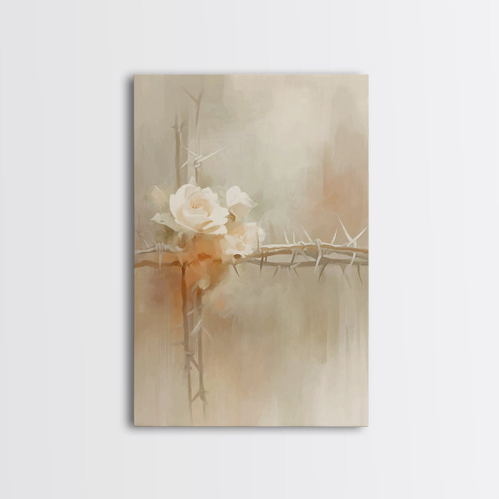 Roses Of Hope, Framed Canvas Print, Christian Art Canvas, Christian Wall Art, Subtle Christian Art, Christian Decor, Modern Christian Art