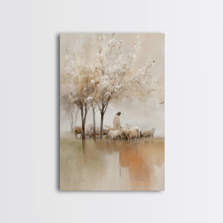 Blossoms Of Grace – Framed Canvas Print – Christian Wall Art – Jesus Painting – Christian Art Canvas – Vintage Christian Art – Christian Gi