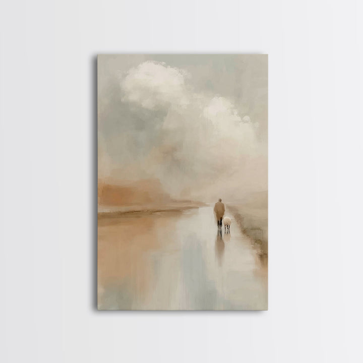 Quiet Shepherd Light, Framed Canvas Print, Christian Wall Art, Jesus Canvas Art, Modern Christian Art, Christian Gift, Christmas Art Prints
