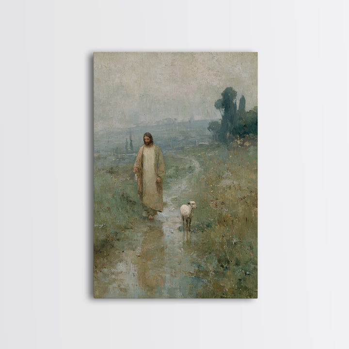 Gentle Morning Walk – Framed Canvas Print – Christian Wall Art – Jesus Painting – Subtle Christian Art – Christian Art Print – Christian De
