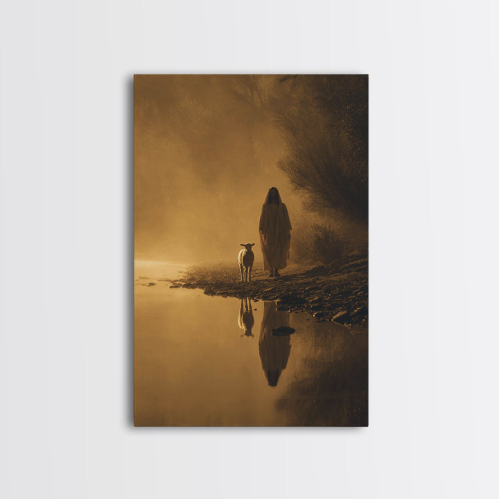Golden Path Grace, Framed Canvas Print, Christian Wall Art, Jesus Painting Canvas, Moody Christian Art, Christian Art Canvas, Christian Chr
