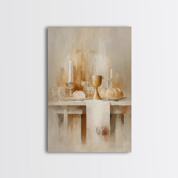 Sacred Communion Light | Framed Canvas Print | Christian Wall Art | Christian Christmas Art | Christian Art Canvas | Unique Christian Art