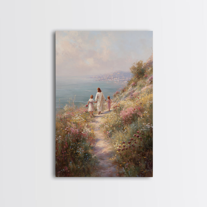 Seaside Promise Light – Framed Canvas Print – Christian Wall Art – Christian Art Canvas – Jesus Painting – Christian Decorations – Subtle C