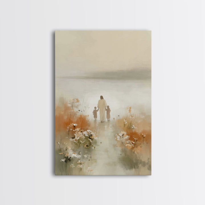 Soft Meadow Peace – Framed Canvas Print – Christian Wall Art – Jesus Art Print – Minimalist Christian Art – Christian Gift Ideas – Christia