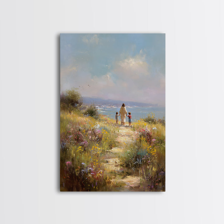 Field Of Gentle Hope – Framed Canvas Print – Christian Wall Art – Jesus Art Canvas – Subtle Christian Paintings – Christian Art Gift – Vint