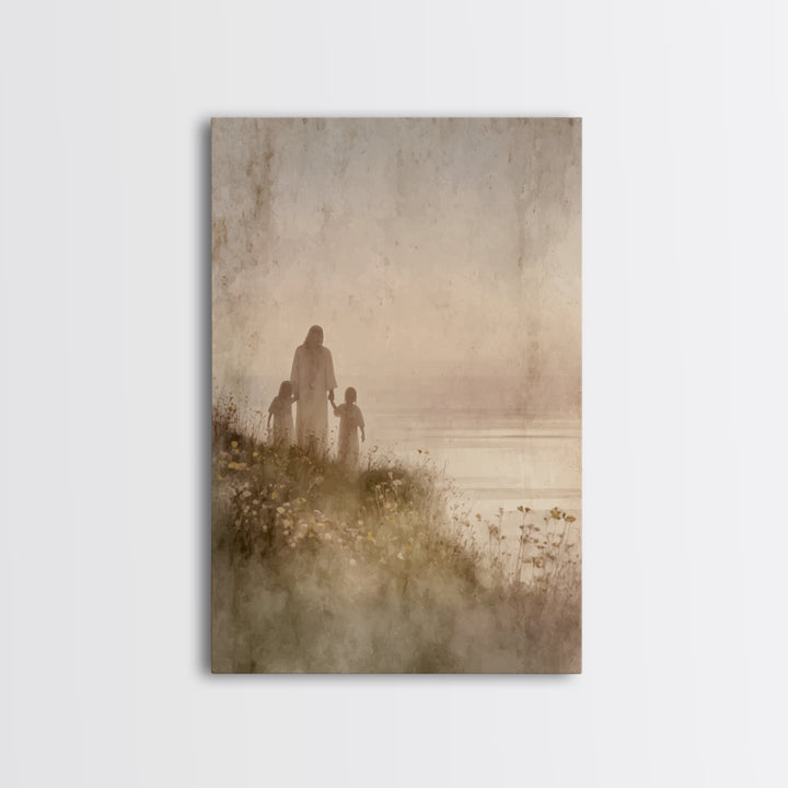 Blossoms By The Sea, Framed Canvas Print, Christian Wall Art, Jesus Art Print, Christian Art Canvas, Christian Decoration, Large Christian