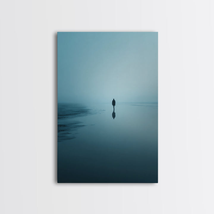 Blue Stillness , Framed Canvas Print, Christian Wall Art, Christian Art Canvas, Jesus Painting, Blue Christian Art, Moody Christian Art