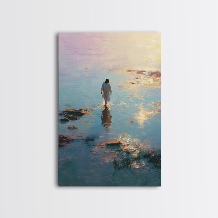 Waters Of Promise - Framed Canvas Print - Christian Art Canvas - Christian Wall Art - Jesus Painting - Modern Christian Painting