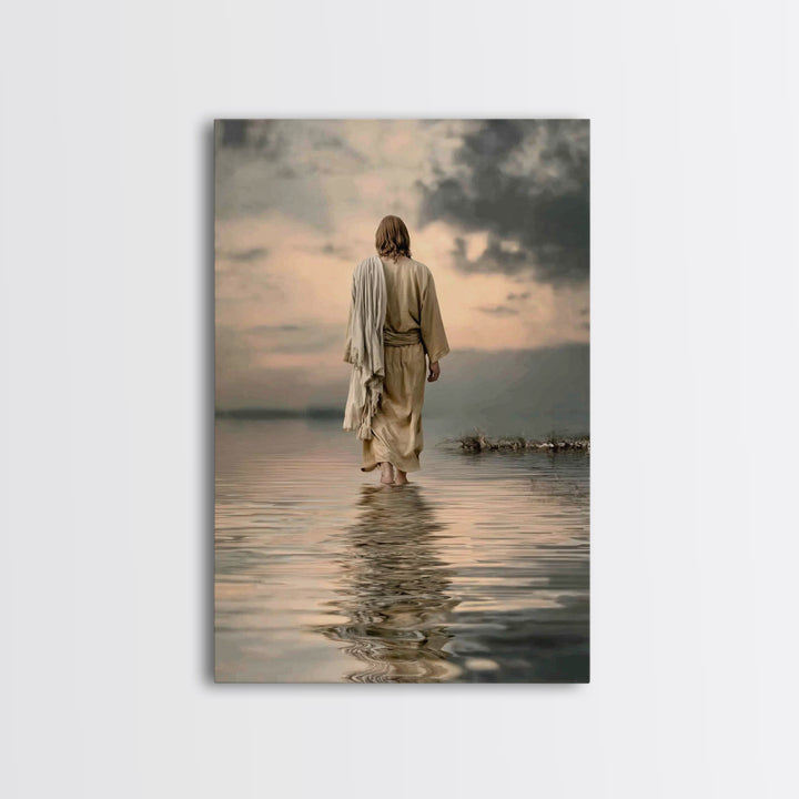 Evening Grace | Framed Canvas Print | Jesus Painting | Christian Art Canvas | Christian Wall Art | Moody Christian Art