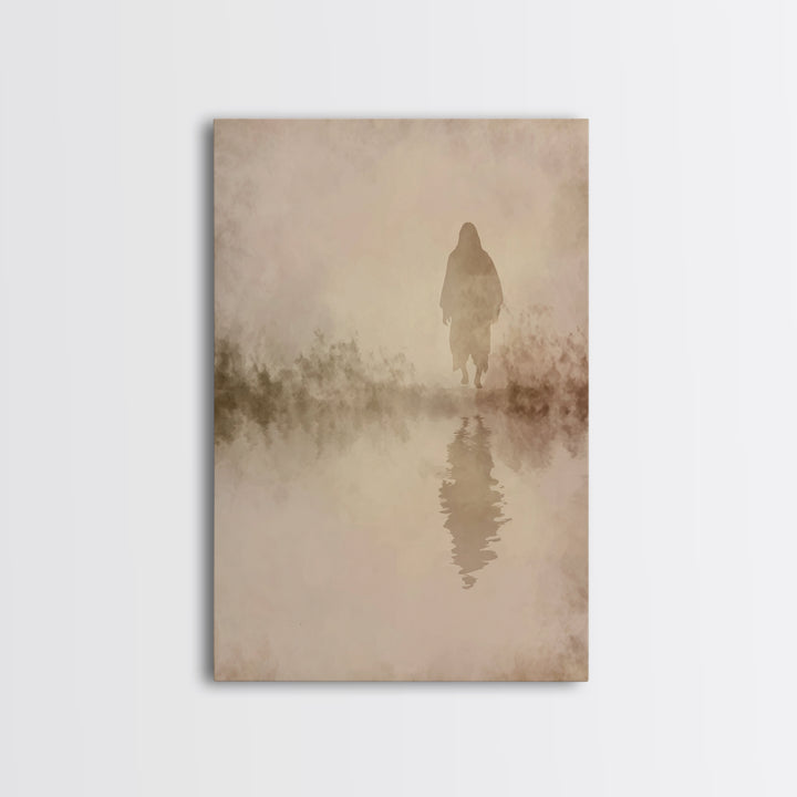 Silent Messiah , Framed Canvas Print, Christian Wall Art, Christian Art Canvas, Jesus Painting, Vintage Christian Art
