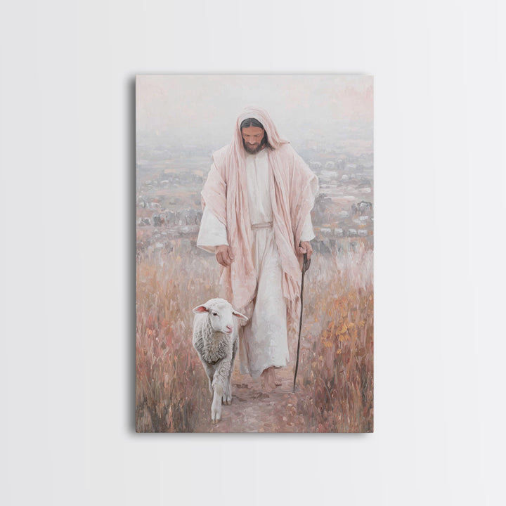 Fields Of Grace – Framed Canvas Print – Christian Wall Art – Christian Art Canvas – Jesus Painting – Modern Christian Art – Christmas Art