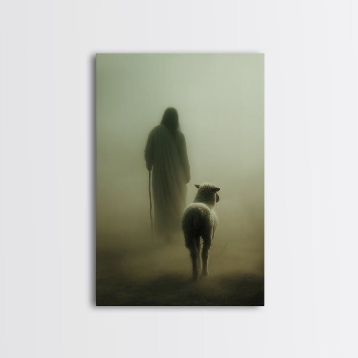 Hushed Journey – Framed Canvas Print – Christian Wall Art – Moody Christian Art – Jesus Painting – Christian Art Canvas – Christmas Art