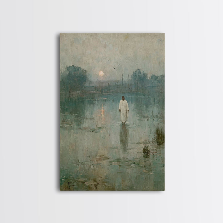 Calm Waters Glory | Framed Canvas Print | Christian Art Painting | Jesus Painting | Modern Christian Art | Christian Wall Art | Christian G