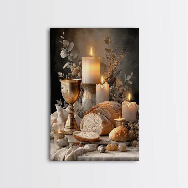 Graceful Still Table, Framed Canvas Print, Christian Wall Art, White Christmas Art, Christian Art Canvas, Christian Decor