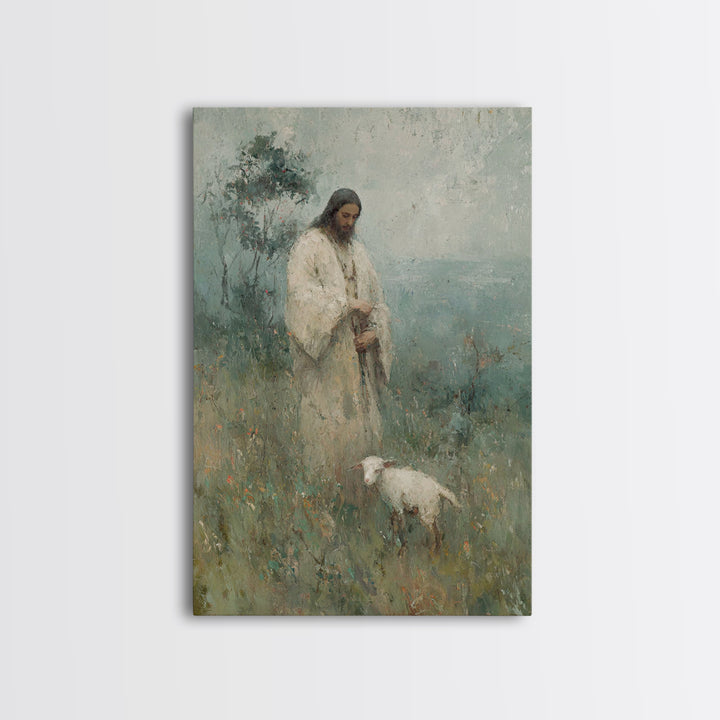 Gentle Shepherd Light | Framed Canvas Print | Christian Paintings | Jesus Art Print | Subtle Christian Art | Christian Art Canvas | Christi