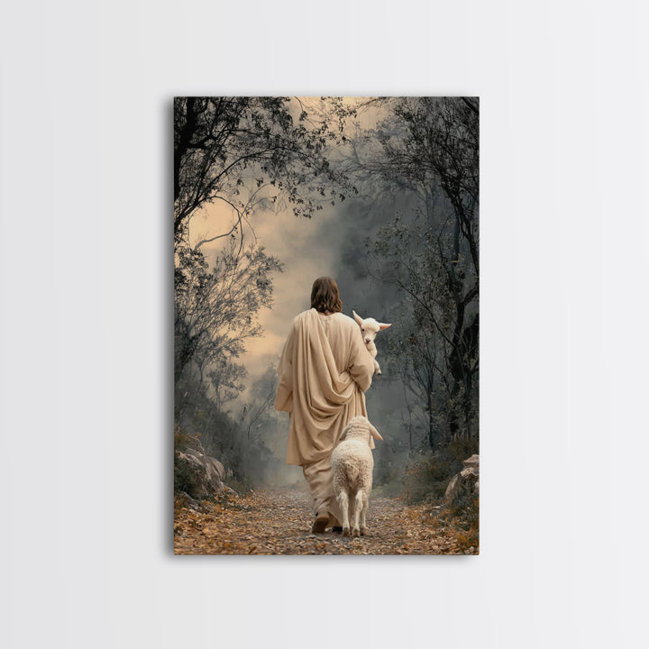 Lamb Of Peace – Framed Canvas Print – Christian Art Print – Jesus Painting – Christian Wall Art – Christian Art Gift – Modern Christian Art