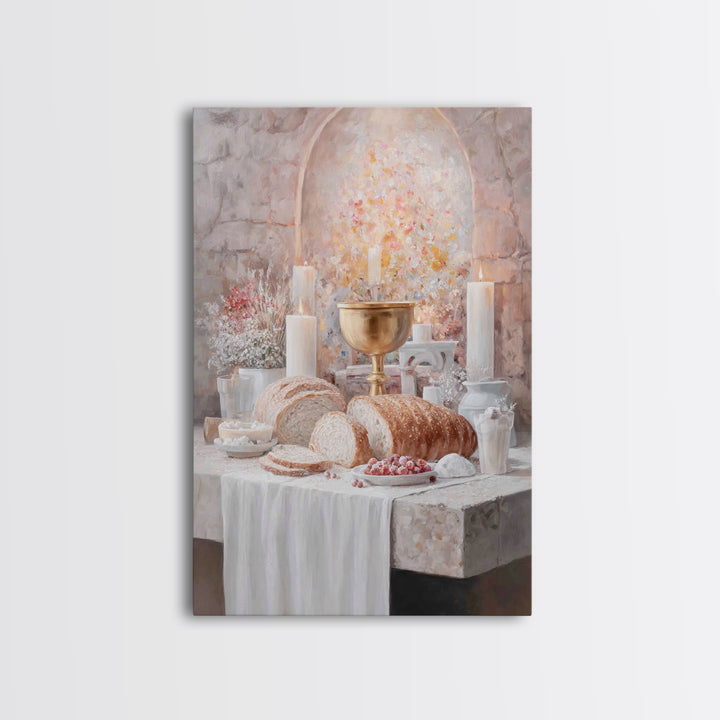 Candlelit Blessings | Framed Canvas Print | Christian Art Canvas | Christian Wall Art | Moody Christian Art | Christmas Art Prints