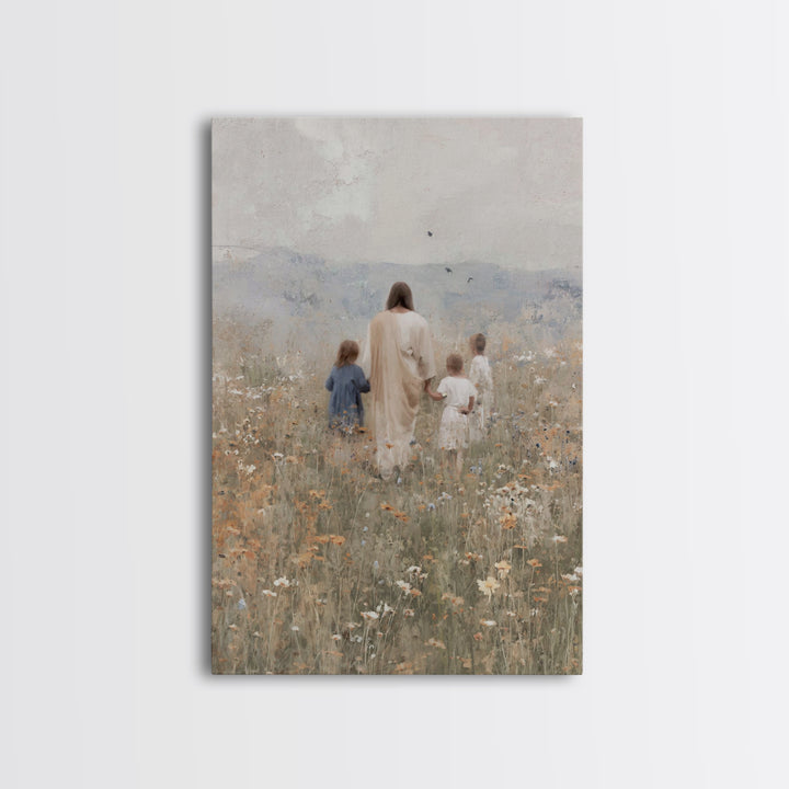 Fields Of Promise, Framed Canvas Print, Christian Wall Art, Christian Art Canvas, Jesus Painting, Christian Gift Ideas, Christian Christmas
