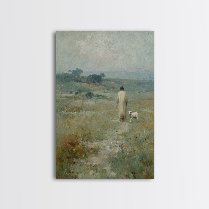Quiet Meadow Steps – Framed Canvas Print – Christian Art – Christian Art Canvas – Christian Wall Art – Jesus Painting – Christian Art Print
