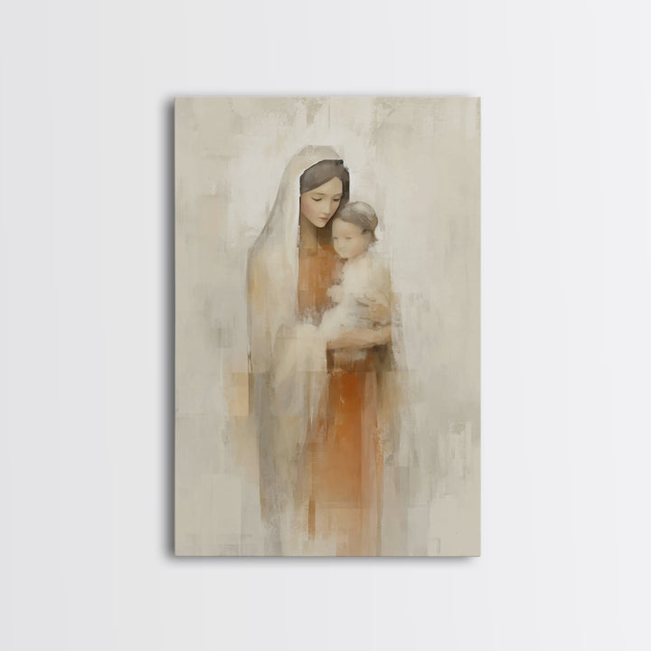 Blessed Mother Love | Framed Canvas Print | Christian Wall Art | Mary And Jesus Painting | Christian Art Canvas | Modern Christian Art | Ch