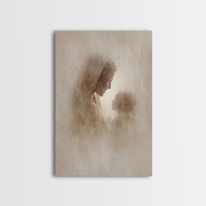 Holy Dawn Grace - Framed Canvas Print - Christian Wall Art - Christian Art Canvas - Mary And Jesus Painting - Christian Christmas Art - Chr