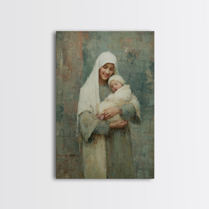 Blessed Embrace - Framed Canvas Print - Christian Art Canvas - Christian Wall Art - Christian Christmas Art - Jesus Painting - Christian De