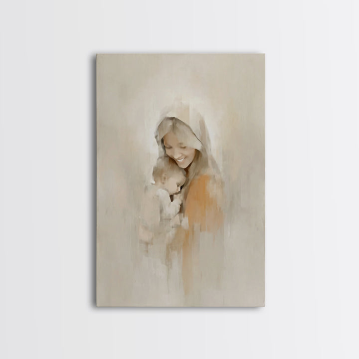 Radiant Mercy - Framed Canvas Print - Christian Wall Art - Christian Art Canvas - Vintage Christian Art - Mary And Jesus Painting - Christi