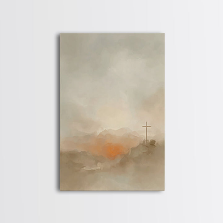Crosslight Horizon – Framed Canvas Print – Christian Art Canvas – Christian Wall Art – Abstract Christian Art – Christian Decoration