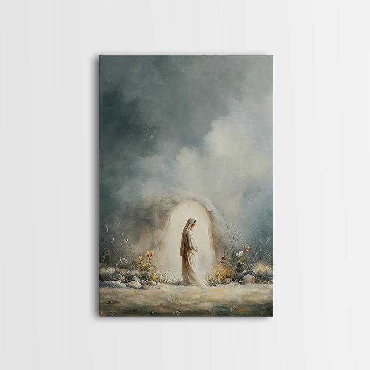 Tombside Dawn – Framed Canvas Print – Christian Art – Christian Art Canvas – Subtle Christian Art – Christian Wall Art – Christian Painting