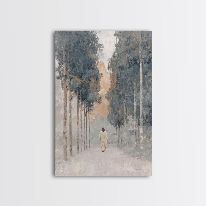 Walk In Peace – Framed Canvas Print – Christian Art Canvas – Blue Christian Art – Christian Wall Art – Christian Painting – Unique Christia