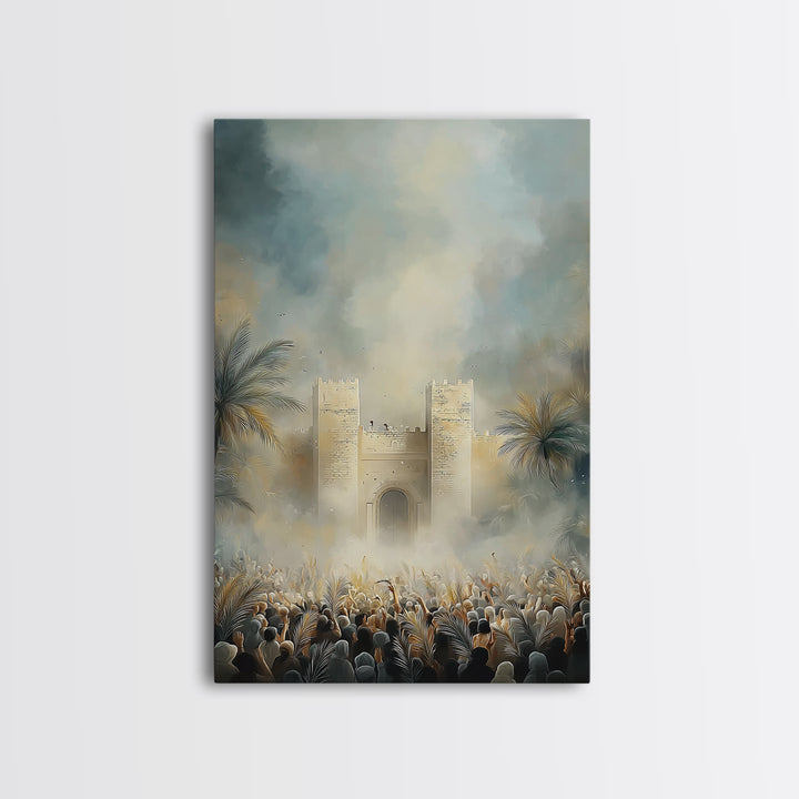 Palm Gate Hosanna – Framed Canvas Print – Christian Art – Christian Wall Art – Christian Art Painting – Moody Christian Art