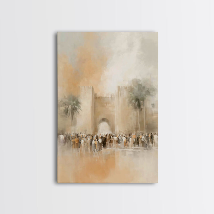 Hosanna At The Gate – Framed Canvas Print – Christian Wall Art – Christian Art Canvas – Christian Paintings – Moody Christian Art