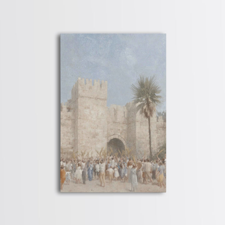 Palm Day Rejoicing, Framed Canvas Print, Christian Art Canvas, Christian Wall Art, Subtle Christian Art, Christian Art Prints