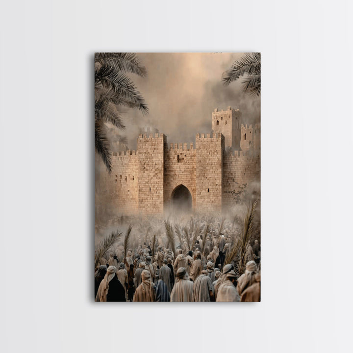 Triumphant Entry Dawn – Framed Canvas Print – Christian Art Painting – Christian Wall Art – Christian Art Canvas – Unique Christian Art