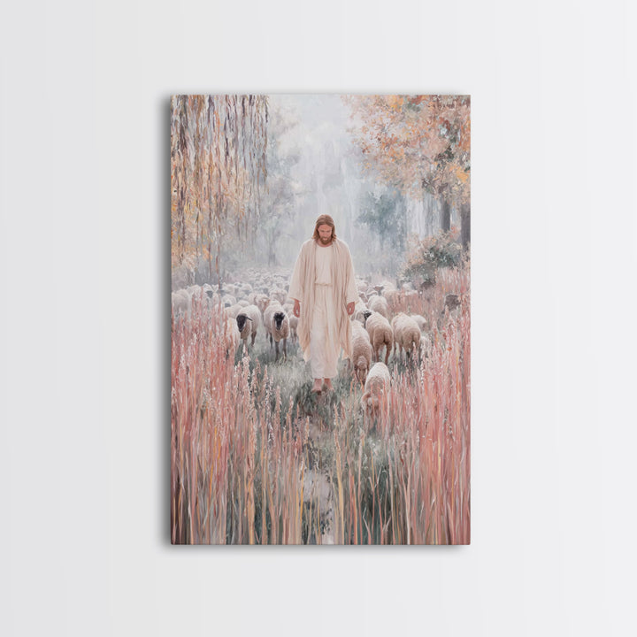 Shepherd Of Light | Framed Canvas Print | Jesus Painting Canvas | Christian Art | Large Jesus Wall Art | Modern Christian Painting