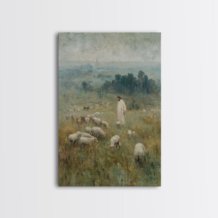 Hillside Blessing - Framed Canvas Print - Jesus Painting - Christian Art Canvas - Christian Wall Art - Pastoral Scenery - Christian Gift Id